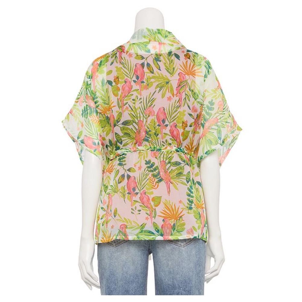 LC Lauren Conrad Tropical Sheer Blouse - Pink and Green